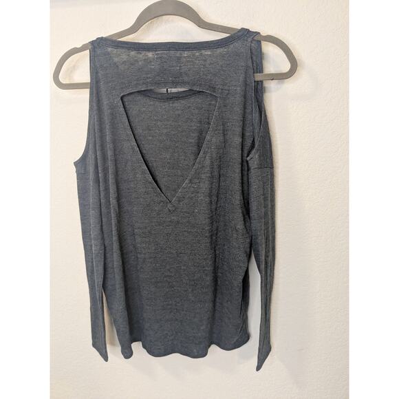 CHASER Gray Long Sleeve Cold Shoulder T Shirt Top Blouse NWT Womens Size Small - Picture 2 of 8